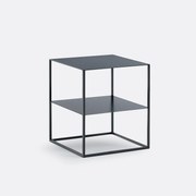 Nachttafel in staal, 2 legplanken, Janik