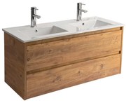 Sanicare Avenza badmeubel 120cm arrano oak met dubbele keramische wastafel wit