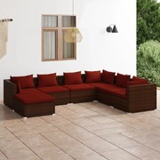 vidaXL 7-delige Loungeset met kussens poly rattan bruin