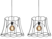Set van 2 retro hanglampen zwart 50 cm - Granny Frame