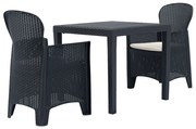 vidaXL 3-delige Tuinset rattan-look kunststof antraciet