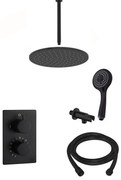 Saniclear Nero inbouw regendouche mat zwart met plafond arm, 20cm hoofddouche en 3 standen handdouche