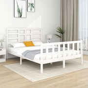 vidaXL Bedframe massief hout wit 135x190 cm 4FT6 Double