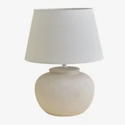 Kenaris Keramiek En Linnen Tafellamp Beige – Crème & ↑40 Cm - Sklum