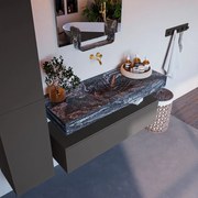 Mondiaz Alan DLux badmeubel 120cm dark grey 1 lade met wastafel lava midden zonder kraangat