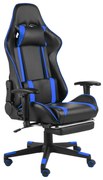 vidaXL Gamestoel draaibaar met voetensteun PVC blauw