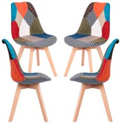 Set 4 Synk Patchwork Stoelen