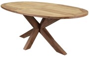 Ellips dining tuintafel 200x110xH76 cm met kruispoot teak