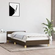 vidaXL Bedframe met hoofdeinde stof donkerbruin 90x190 cm