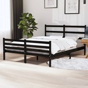 vidaXL Bedframe massief grenenhout zwart 140x190 cm