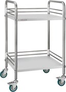 VEVOR roestvrijstalen trolley, 2-laags rolwagen voor laboratorium en keuken met vergrendelbare wielen, serveerwagen voor medische faciliteiten, mobiel serveerblad voor ziekenhuizen, restaurants en keukens.