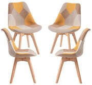 Set 4 Synk Patchwork Stoelen