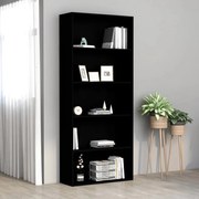 vidaXL Boekenkast met 5 schappen 80x30x189 cm spaanplaat zwart