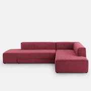 Hoekbank links of rechts, omvormbaar, fluweel met structuur, Ginosa