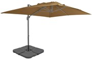 vidaXL Parasol met draagbare voet taupe