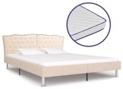 vidaXL Bed met traagschuim matras stof beige 180x200 cm