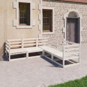 vidaXL 5-delige Loungeset massief grenenhout wit