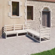 vidaXL 5-delige Loungeset massief grenenhout wit