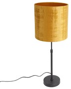 Tafellamp zwart velours kap goud 25 cm verstelbaar - Parte Modern E27 cilinder / rond Binnenverlichting Lamp