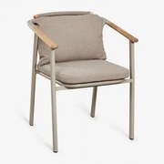 Yervin Eetkamerstoel Met Armleuningen In Aluminium En Bouclé Stof Moka Bruine Bouclé Stof - Sklum