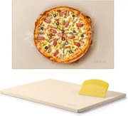 VEVOR Pizzasteen Baksteen 508 x 355 mm, rechthoekige cordieriet pizzasteen, extra grote steenplaat met schraper, 17 mm dik, hittebestendig, geschikt voor keukenovens, broodbakken, pizzabakken en grillen