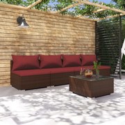 vidaXL 5-delige Loungeset met kussens poly rattan bruin