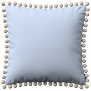 Dekoria Kussenhoes Wera met pompons, blauw 45 x 45 cm