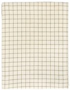 Theedoek, bio-katoen, wit/olijfgroen geruit