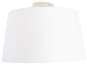 Stoffen Plafondlamp met linnen kap wit 35 cm - Combi wit Landelijk / Rustiek E27 rond Binnenverlichting Lamp