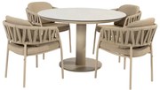 Taste by 4 Seasons Calma tuinset latte met Sarah tafel met geprint keramisch blad Ø 120 cm Tuinset   taupe weerbestendig