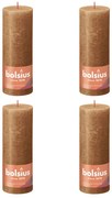 Bolsius Stompkaarsen Shine 4 st rustiek 190x68 mm spice brown