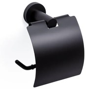 Ozean Eternal Toiletrolhouder - met klep - rond - mat zwart SW209324