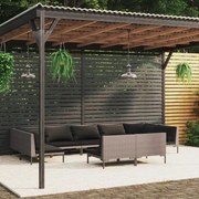 vidaXL 9-delige Loungeset met kussens poly rattan donkergrijs