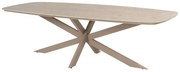 4 Seasons Outdoor Nevada low dining tafel latte met zandkleurig keramisch blad in barrelvorm 250 x 105 cm  Tuintafel    beige weerbestendig