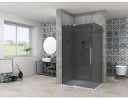 Van Rijn Products ST08 Nis Draaideur - 100x200cm - grijs rookglas - dikte 8mm - 2 delig - muurprofiel - stabilisatiestang - RVS ST08300100GRBN