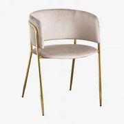 Set Van 2 Nalon Gestoffeerde Eetkamerstoelen Goud & Fluwelen Grijs – Taupe – Koel & Terciopelo - Sklum