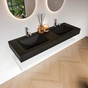 Zaro Alan badmeubel 140cm met planchet talc en vrijhangende wastafel cloud dubbel 2 kraangaten urban