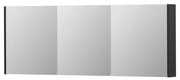 INK SPK1 Spiegelkast - 160x14x60cm - 3 deuren - dubbelzijdige Spiegel - schakelaar en stopcontact - MDF lak antraciet mat 1110802