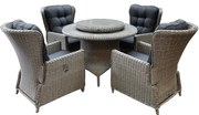 Marina Riccione dining tuinset 110 cm rond 6-delig grijs verstelbaar