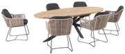 Taste by 4 Seasons Belmond dining set naturel met Prado tafel ellips blad 240 x 115 cm      beige weerbestendig