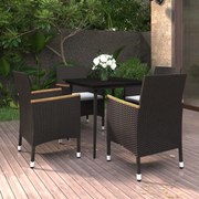 vidaXL 5-delige Tuinset met kussens poly rattan en glas