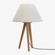 Simona Mangohouten Tafellamp Mangohout & Wit Ø40 Cm Menorca - Sklum