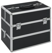 vidaXL Make-up koffer 37x24x35 cm aluminium zwart