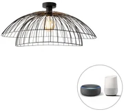Smart plafondlamp met dimmer zwart 60 cm incl. Wifi G95 - Pua Design E27 rond Binnenverlichting Lamp