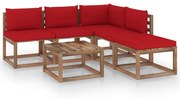 vidaXL 6-delige Loungeset pallet met kussens geïmpregneerd grenenhout