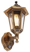 Klassieke buitenwandlamp antiek goud met bewegingssensor - New Haven