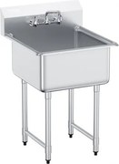 VEVOR RVS keukenspoelbak 686 x 610 x 1041 mm, RVS spoelbak met kraan 104 kg draagvermogen, RVS spoelbak Keukenspoelbak Vrijstaande spoelbak