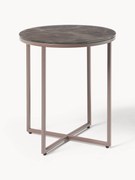 Ronde bijzettafel Antigua met glazen tafelblad in marmerlook