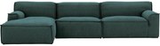 Goossens Excellent Elementenbank Sens blauw, stof, 1,5-zits, urban industrieel met chaise longue links