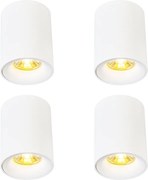 Set van 4 moderne opbouwspots wit GU10 50mm - Ronda